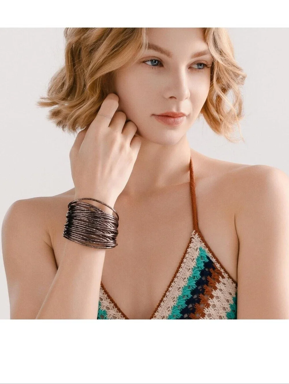 Multi-Strand Silver Wrap Bracelet - Women Jewelry
